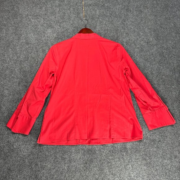 Talbots Shirt Womens 10 Red Cotton Stretch Button Up Blouse Wrinkle Resistant - Picture 7 of 8